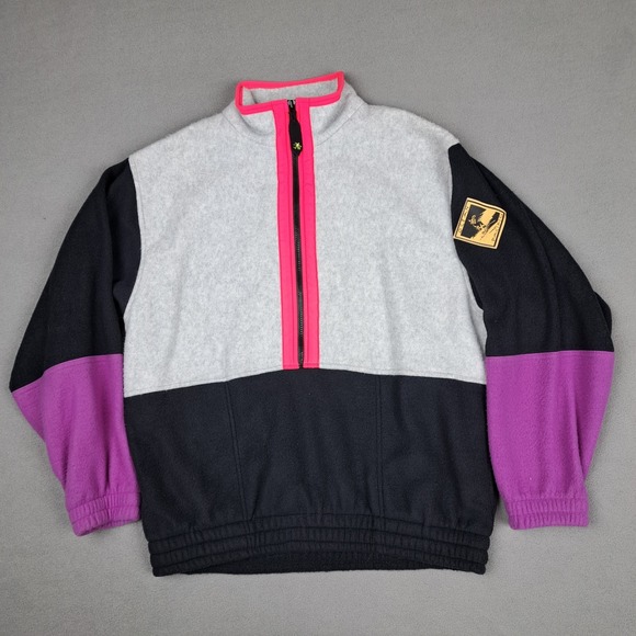 Vintage Ocean Pacific Fleece Jacket Mens Medium Colorblock Neon Ski Patch 90s EC - Picture 14 of 14
